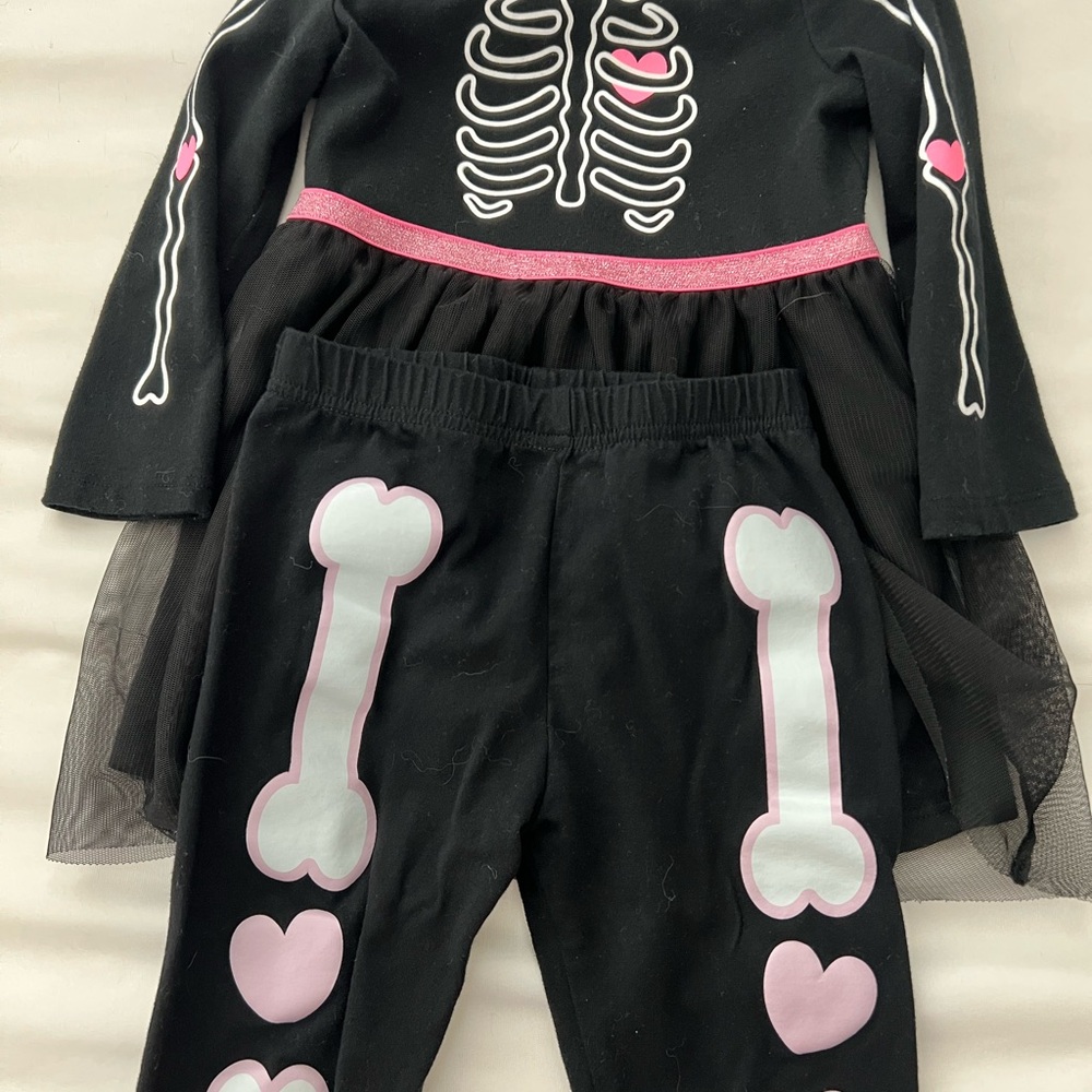 Cat & Jack Black Skeleton Kids Costume with Pink Accents